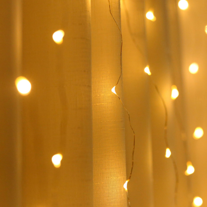 LED užuolaidų šviesos USB maitinimas, 300 LED, nuotolinio valdymo su aštuoniomis funkcijomis, reguliuojamas šviesos intensyvumas, 3000K