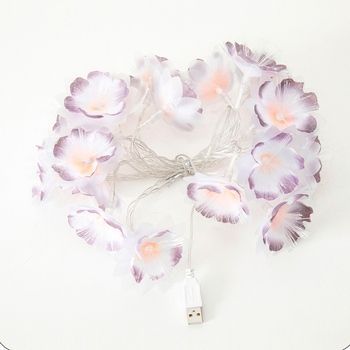 LED optinė gėlių virvė, 10 LED, USB maitinimas, IP44, įtampa ≤36V, 2000K šilta balta, vidaus dekoracijoms