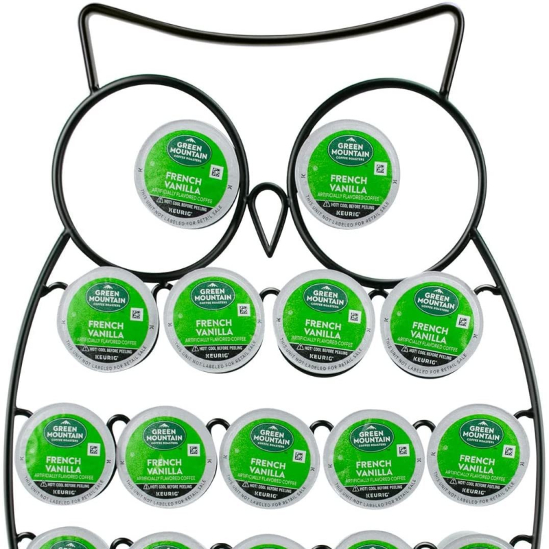 Xincheng Suport metalic în formă de bufniță pentru capsule de cafea și bile de lapte, detașabil, pentru birou sau acasă