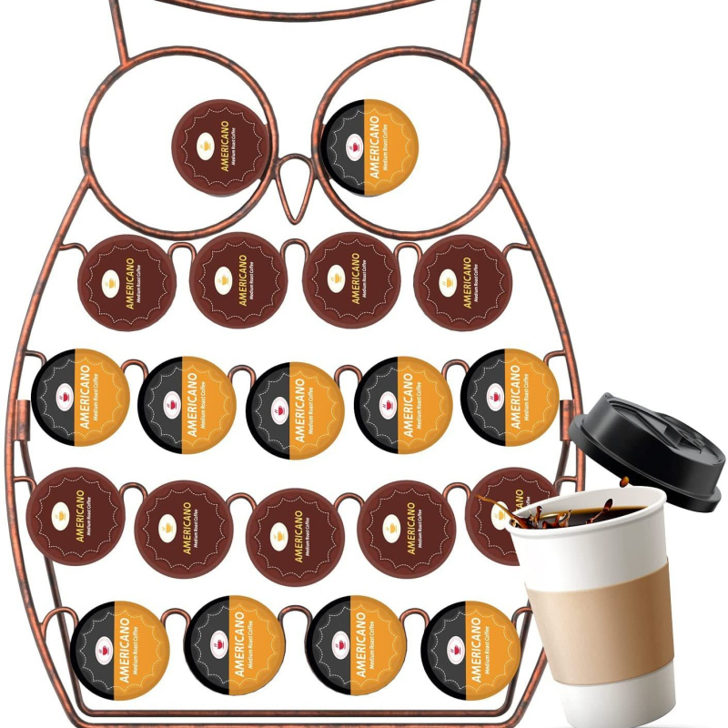 Xincheng Suport metalic în formă de bufniță pentru capsule de cafea și bile de lapte, detașabil, pentru birou sau acasă