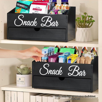 Ξύλινο επιτραπέζιο κουτί αποθήκευσης με διαμερίσματα για ποτά και φαγητά — φορητή βάση καφέ με προσαρμοσμένη χωρητικότητα