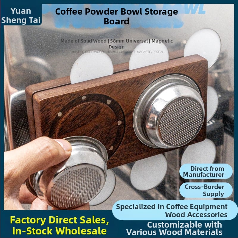 Medinis retro stiliaus magnetinis sieninis laikiklis kavos miltelių dubenėliams saugoti