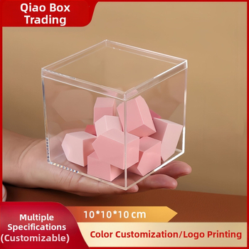 PS plastiko kvadratinė dėžutė su dangteliu staliniam akvariumui, talpa 850 ml, sienelių storis 2 mm, logotipo spauda