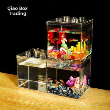 PS plastiko kvadratinė dėžutė su dangteliu staliniam akvariumui, talpa 850 ml, sienelių storis 2 mm, logotipo spauda