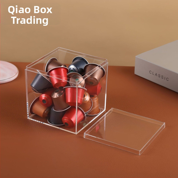 PS plastiko kvadratinė dėžutė su dangteliu staliniam akvariumui, talpa 850 ml, sienelių storis 2 mm, logotipo spauda