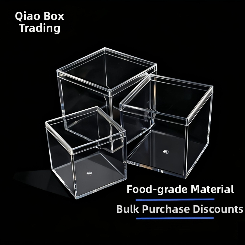 PS пластмасова квадратна кутия с капак за настолен рибен аквариум, капацитет 850 ml, дебелина на стената 2 мм, печат на лого