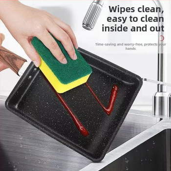 Kvadratinė nelipni aliumininė keptuvė Tamagoyaki, 3,5 cm gilumo, vieno dugno, skirta omletėms ir keptoms koldūnams