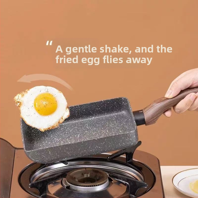 Квадратно незалепващо тиганче за тамагойаки от алуминий, дълбочина 3,5 см, еднослойно дъно, за омлети и пържени кнедли