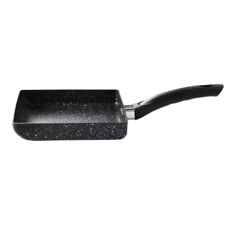 Kvadratinė nelipni aliumininė keptuvė Tamagoyaki, 3,5 cm gilumo, vieno dugno, skirta omletėms ir keptoms koldūnams