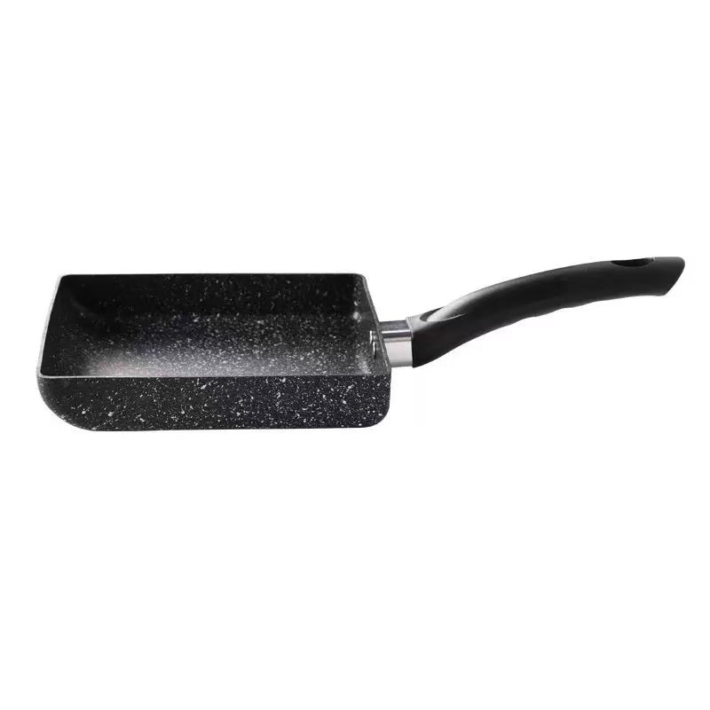 Kvadratinė nelipni aliumininė keptuvė Tamagoyaki, 3,5 cm gilumo, vieno dugno, skirta omletėms ir keptoms koldūnams