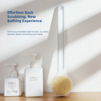 Defu βούρτσα ντους για τον καθαρισμό της πλάτης με μακριά λαβή, απαλές τρίχες PP, κατάλληλη για πλάτη και σώμα, στεγνή χρήση