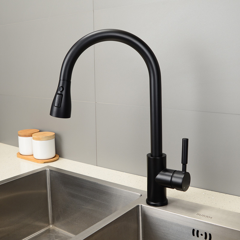 Drezová batéria s ťahacím a otáčavým výtokom, meďová zliatina, keramický jadrový ventil, 0–90°C, tlak 0,1–1,5 MPa, vstup Ø11 mm