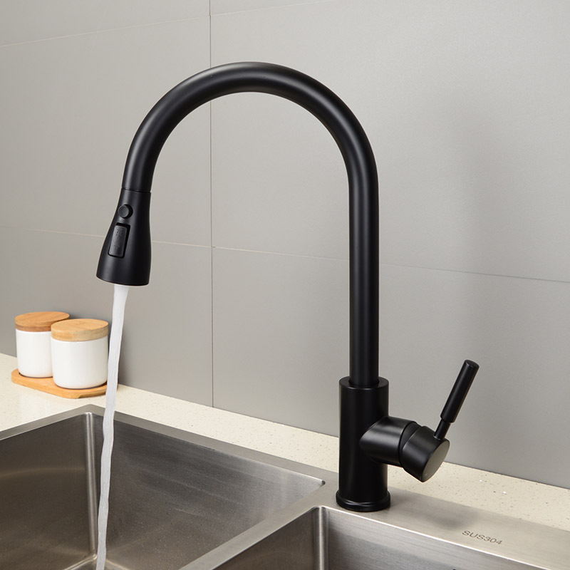 Drezová batéria s ťahacím a otáčavým výtokom, meďová zliatina, keramický jadrový ventil, 0–90°C, tlak 0,1–1,5 MPa, vstup Ø11 mm