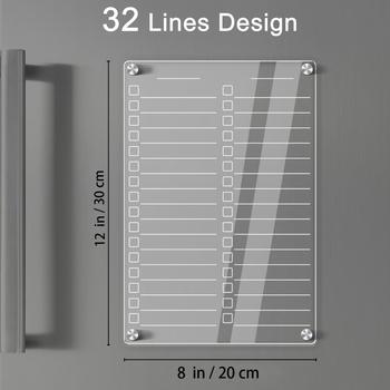 Ακρυλικός μαγνητικός σχεδιαστής για ψυγείο – σετ με διαφανή πίνακα για σβησίματος και λίστα καθηκόντων