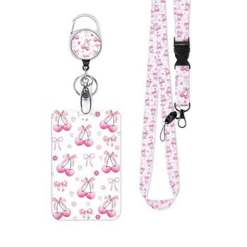 ABS kortelių laikiklis su kaklo juosta ir 360° pasukamu segtuku – logotipo spausdinimas, reguliuojamas ilgis