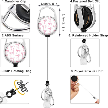 ABS kortelių laikiklis su kaklo juosta ir 360° pasukamu segtuku – logotipo spausdinimas, reguliuojamas ilgis