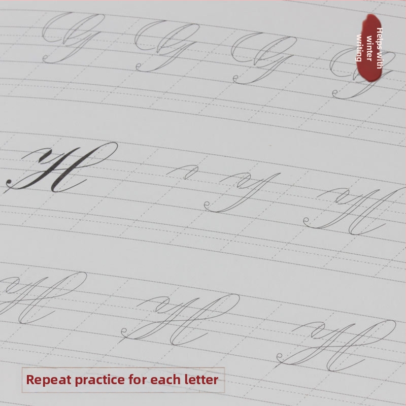 Английска калиграфия: копирна книжка за практика с кръгли щрихи и ред на щрихите, за начинаещи, декоративен шрифт, Yu Mowen