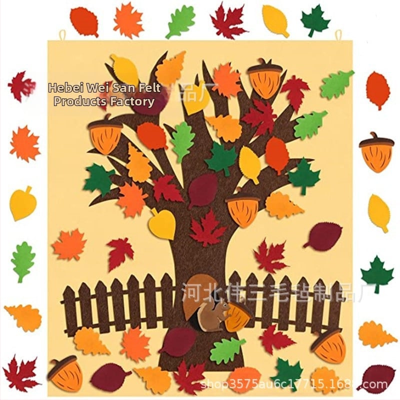 weisan felto klevų lapų dekoracija Padėkos dienai, 52 lapai, lipūs pakabukai