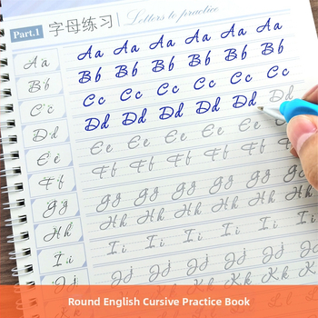 Anglų kaligrafijos praktikos knygelė: išskirtiniai ir apvalūs raidės stiliai su įdubos vadovu — Prekės ženklas: Handwriting Before; Ne dovana; IP leidimas: Ne