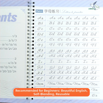 Anglų kaligrafijos praktikos knygelė: išskirtiniai ir apvalūs raidės stiliai su įdubos vadovu — Prekės ženklas: Handwriting Before; Ne dovana; IP leidimas: Ne