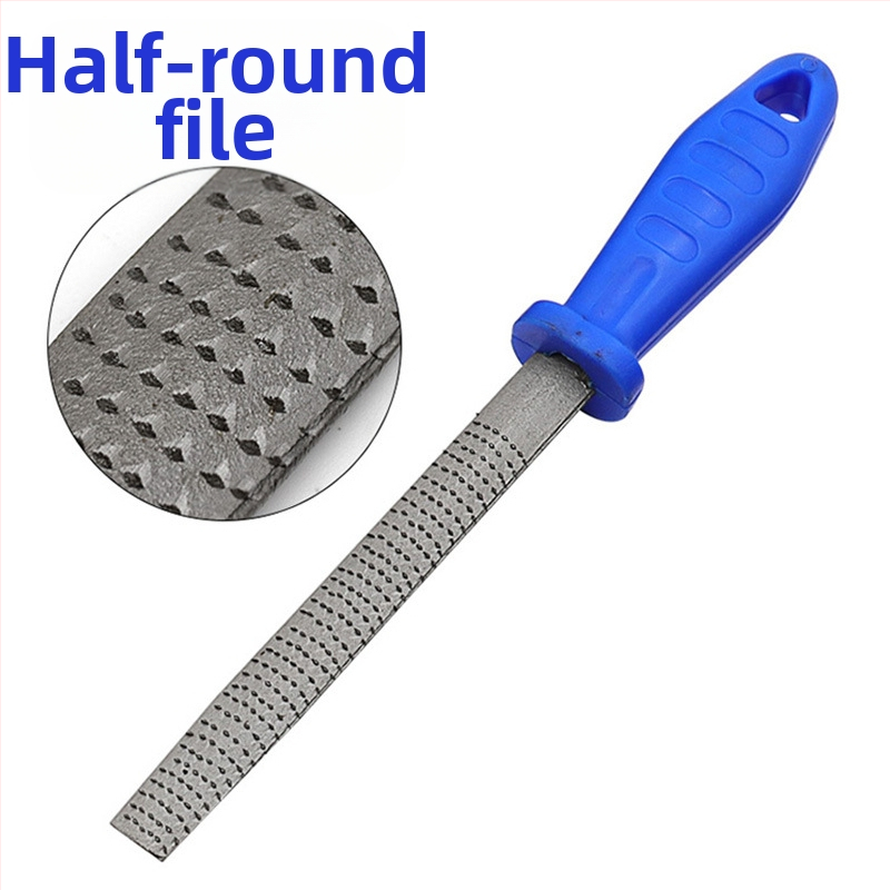 Комплект от три файла за дървообработване с ръкохватка — стоманени файлове: полукръгъл, плосък и кръгъл