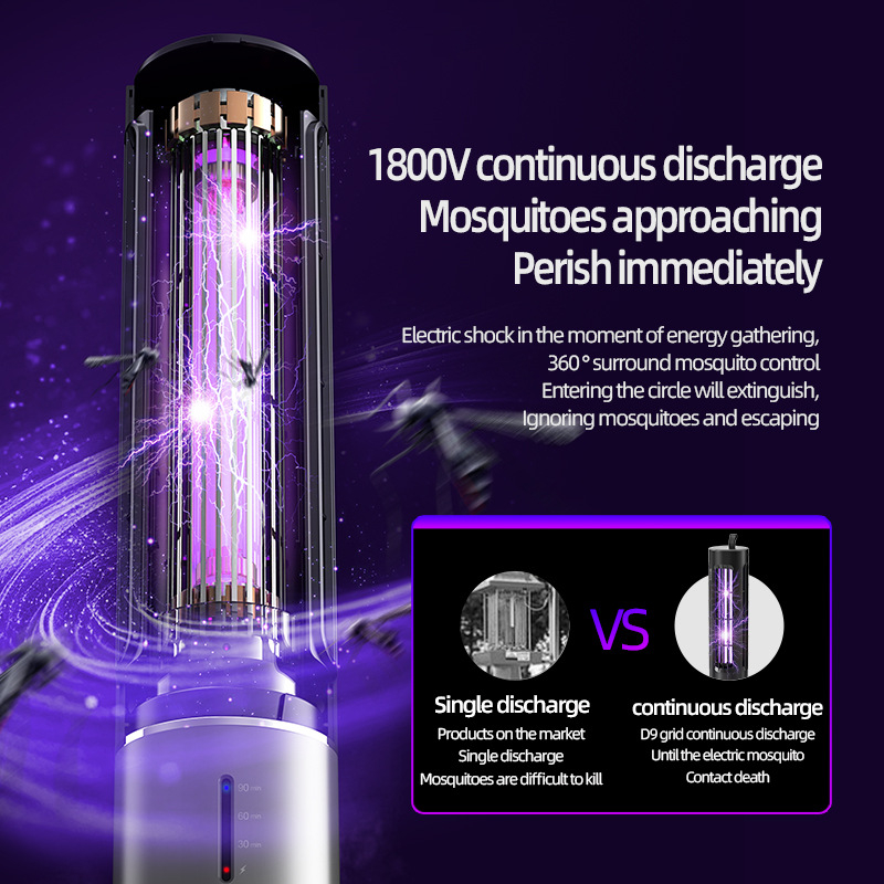 Išorinė nešiojama elektrinė uodų naikintuvo lemputė su įmontuota baterija, LED apšvietimas, 21–30 m² aprėptis, įkrovimas 3–5 valandos, elektros smūgio naikinimas