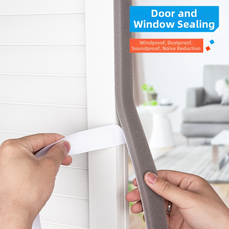 Уплътнител за врати и прозорци - самозалепваща пяна за звукоизолация, защита от течение и удароустойчивост за стъклени врати