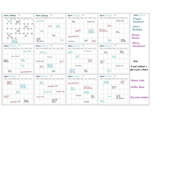 Be datos ištrinamas sulankstomas kalendorius su laminuotu paviršiumi, logotipo spauda