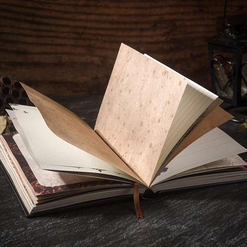 Notebook drótkötéses, papír borítóval, Daolin papírbelsővel, nosztalgikus retro stílus