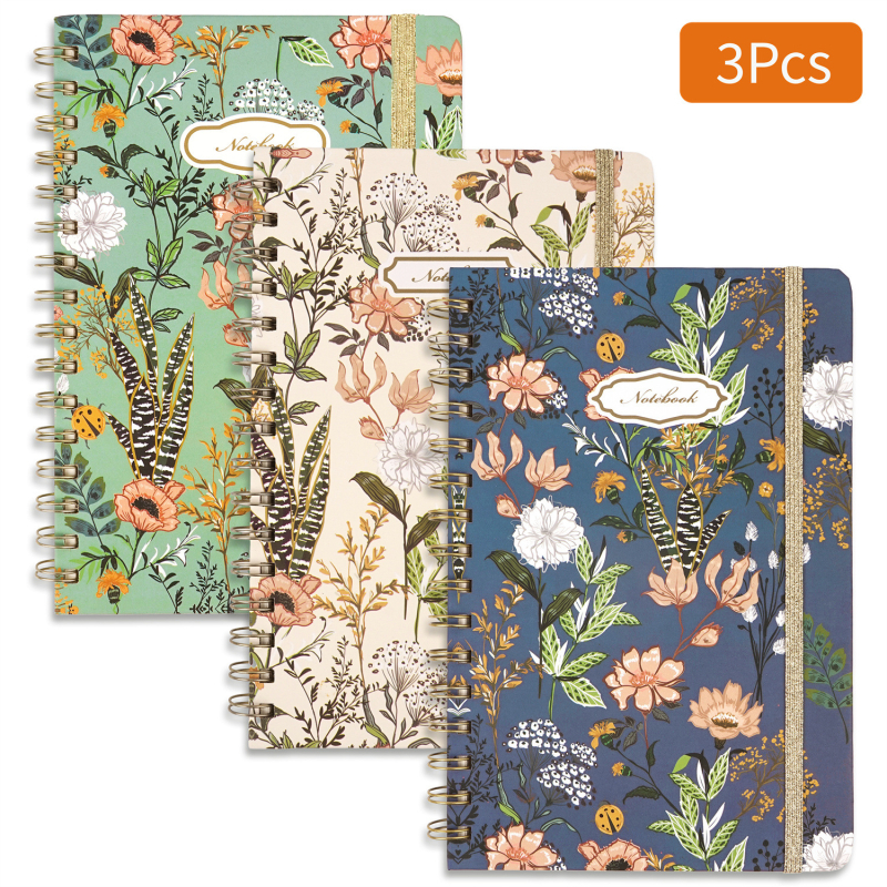 Caiet cu legătură spirală, bandă elastică, model 01, 80 pagini, hârtie de 80 g