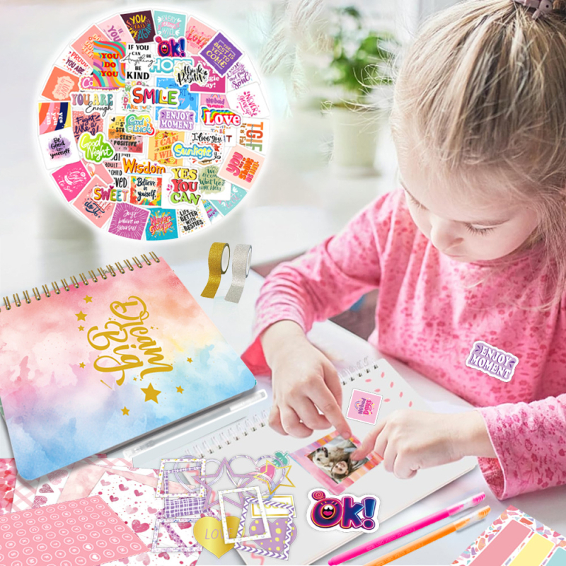 Dexiang DIY дневник със златно щамповане – комплект за скрапбук за момичета над 4 години