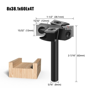 Τετραδάχτυλη φρέζα τύπου ράγα για καθαρισμό κάτω με αποσπώμενο τετράδοντο κανάλισμα για ξύλο, MDF και λαμαρινοειδή (κέντρο μηχανοκίνησης)