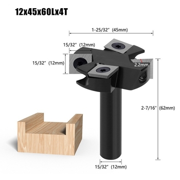 Τετραδάχτυλη φρέζα τύπου ράγα για καθαρισμό κάτω με αποσπώμενο τετράδοντο κανάλισμα για ξύλο, MDF και λαμαρινοειδή (κέντρο μηχανοκίνησης)