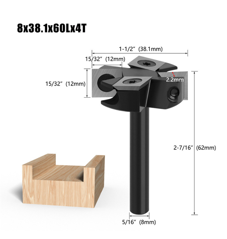 Τετραδάχτυλη φρέζα τύπου ράγα για καθαρισμό κάτω με αποσπώμενο τετράδοντο κανάλισμα για ξύλο, MDF και λαμαρινοειδή (κέντρο μηχανοκίνησης)