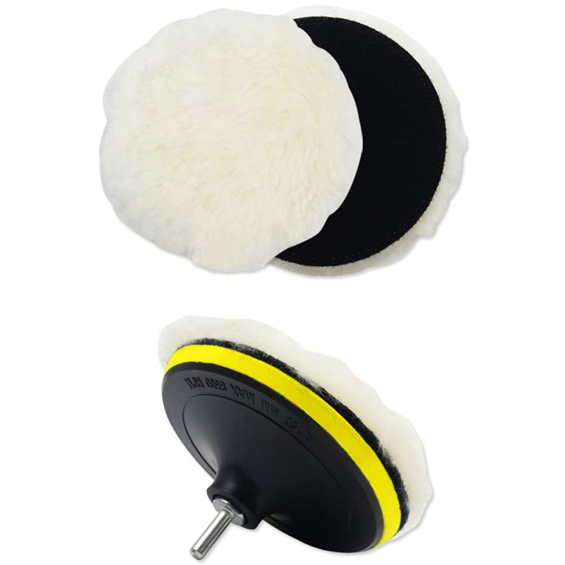 Automobilio poliravimo rinkinys su vilniniu pada ir bangnine kempine (medžiagos: vilna ir kempinė)