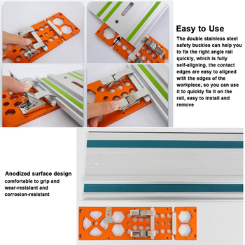 Дървообработващ ъглов блок с 90° прав ъгъл — водач за рейка на циркулярен трион, алуминиева сплав