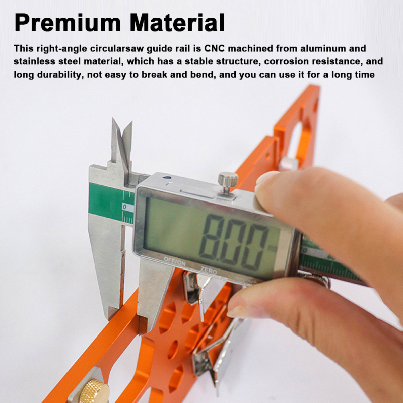 Дървообработващ ъглов блок с 90° прав ъгъл — водач за рейка на циркулярен трион, алуминиева сплав