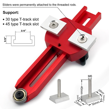Οδηγός κοπής για τραπεζοπριονο ξυλουργίας με T-slot αυλάκι, κύλινδρο τροφοδοσίας και περιοριστή στήριξης