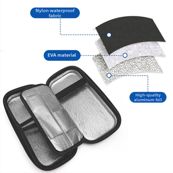Inzulinio šaldymo dėžutė 2–8°C, nešiojama vandeniui atspari EVA insulino maišelis su 2 ledo paketais