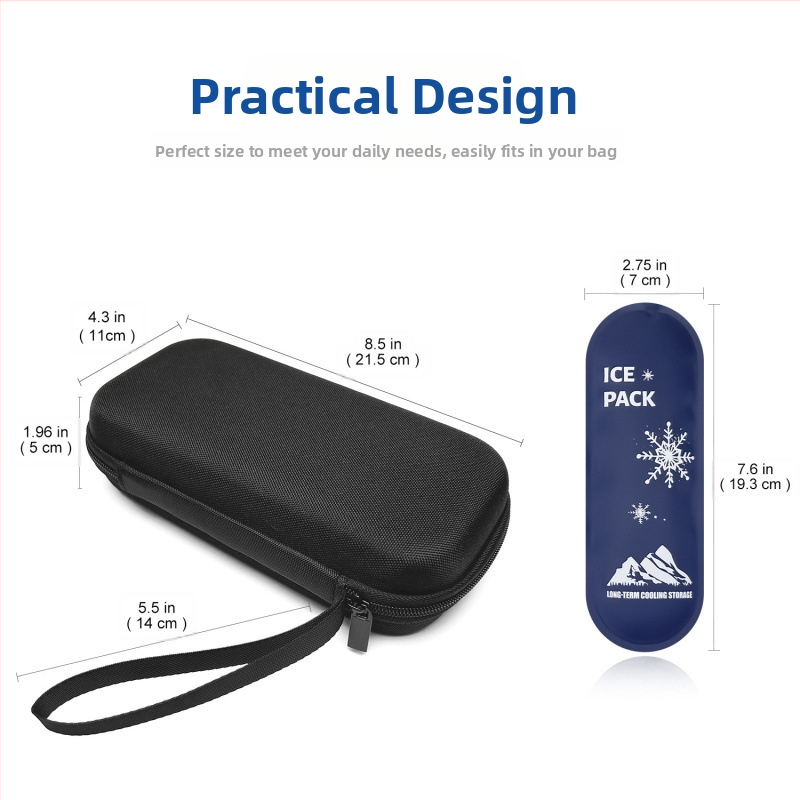 Inzulinio šaldymo dėžutė 2–8°C, nešiojama vandeniui atspari EVA insulino maišelis su 2 ledo paketais