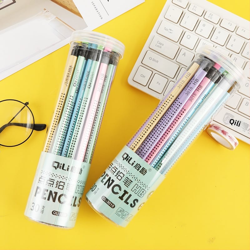 Триъгълен HB молив с антихлъзгащ дизайн, дървен корпус, модел 30 HB, марка QL