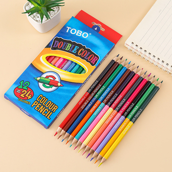 Xiang bo дървени моливи с две крайчета, двойна сърцевина, кутия 66 г