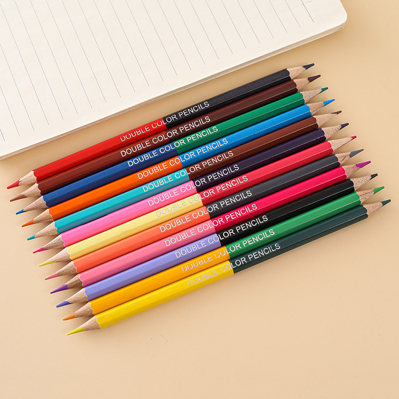 Xiang bo дървени моливи с две крайчета, двойна сърцевина, кутия 66 г