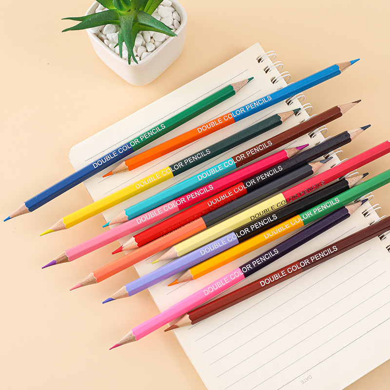 Xiang bo дървени моливи с две крайчета, двойна сърцевина, кутия 66 г