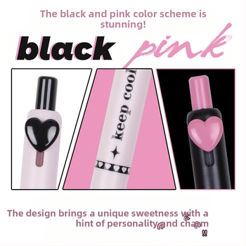 Στυλό γέλης με κουμπί, σειρά Sweet Cool με θέμα καρδιά, πλαστικό σώμα, άκρη από ανοξείδωτο χάλυβα, γρήγορο στέγνωμα, για μαθητές