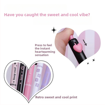 Στυλό γέλης με κουμπί, σειρά Sweet Cool με θέμα καρδιά, πλαστικό σώμα, άκρη από ανοξείδωτο χάλυβα, γρήγορο στέγνωμα, για μαθητές
