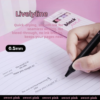 Στυλό γέλης με κουμπί, σειρά Sweet Cool με θέμα καρδιά, πλαστικό σώμα, άκρη από ανοξείδωτο χάλυβα, γρήγορο στέγνωμα, για μαθητές