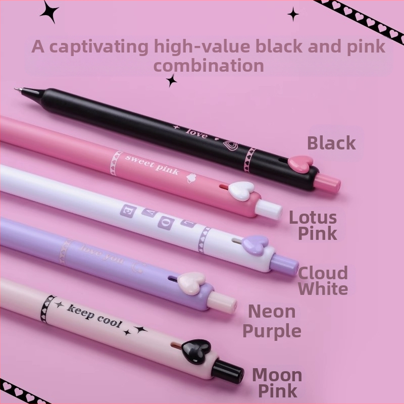 Gél toll gombnyomásos kivitel, Sweet Cool sorozat szív motívummal, műanyag test, rozsdamentes acél heg, gyorsan száradó