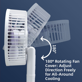 Ανεμιστήρας γραφείου με κλιπ USB, ενσωματωμένη μπαταρία 500–800 mAh, 3 πλαστικές λεπίδες, USB τροφοδοσία, 3 ρυθμίσεις ταχύτητας