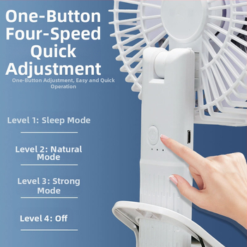 Ανεμιστήρας γραφείου με κλιπ USB, ενσωματωμένη μπαταρία 500–800 mAh, 3 πλαστικές λεπίδες, USB τροφοδοσία, 3 ρυθμίσεις ταχύτητας